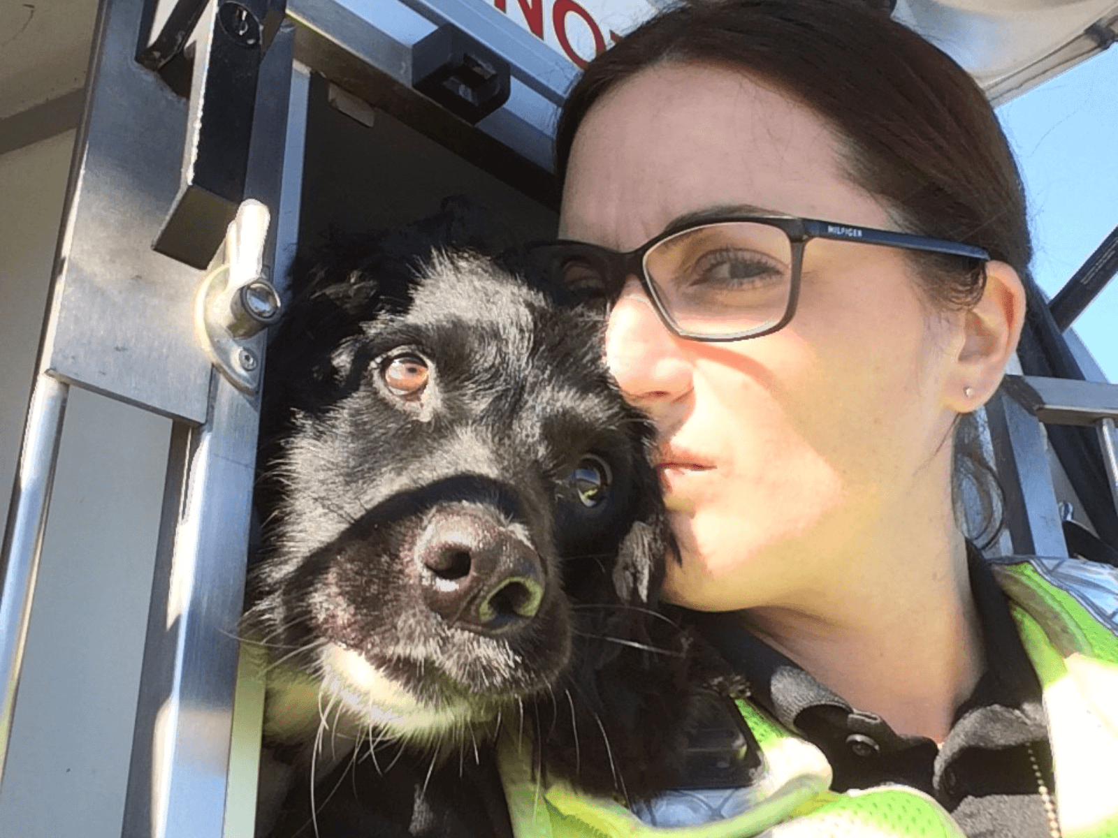 Police dog Atos with Claire