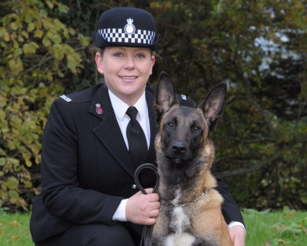 Claire with police dog Fiji