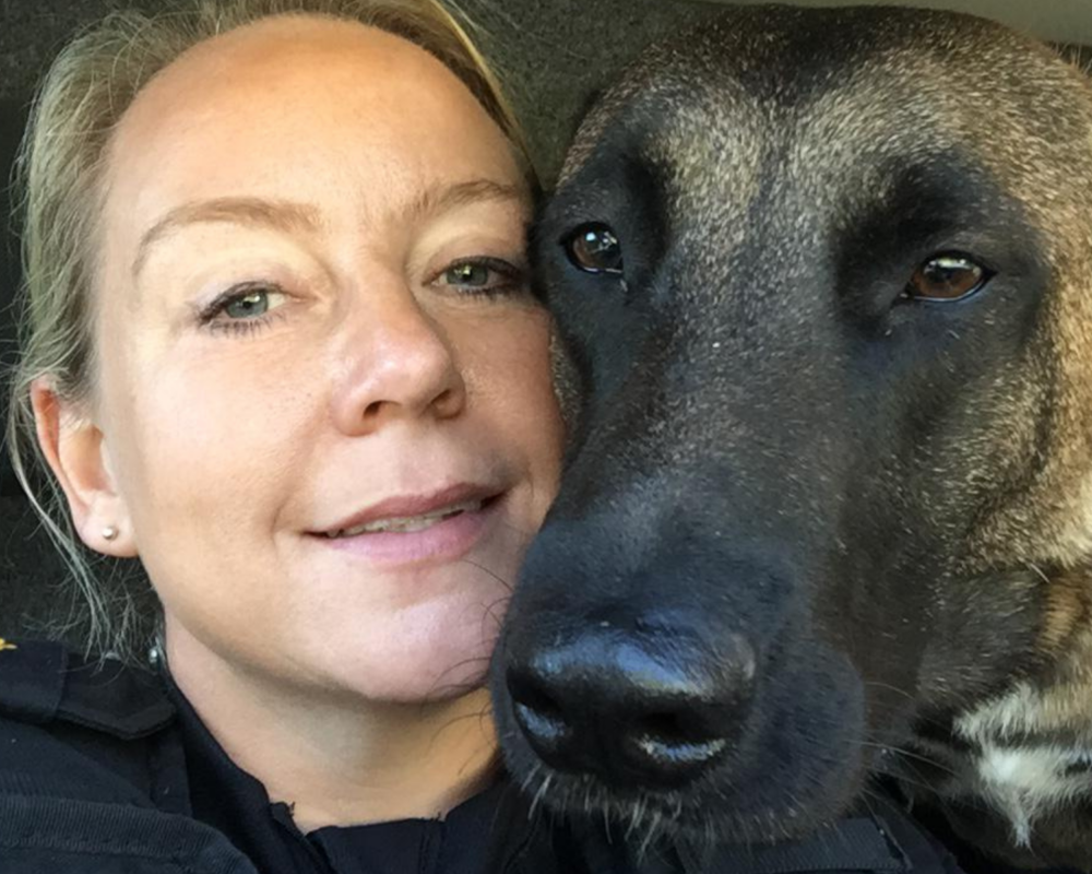 Claire and police dog Fiji