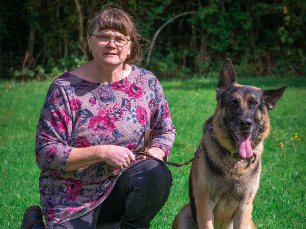 Jenny with retired police dog Jabba
