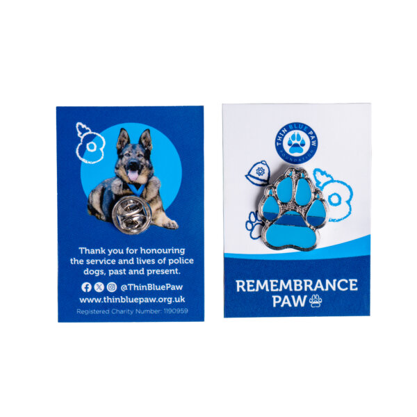 Thin Blue Paw Remembrance Paw Pin Badge - Image 2