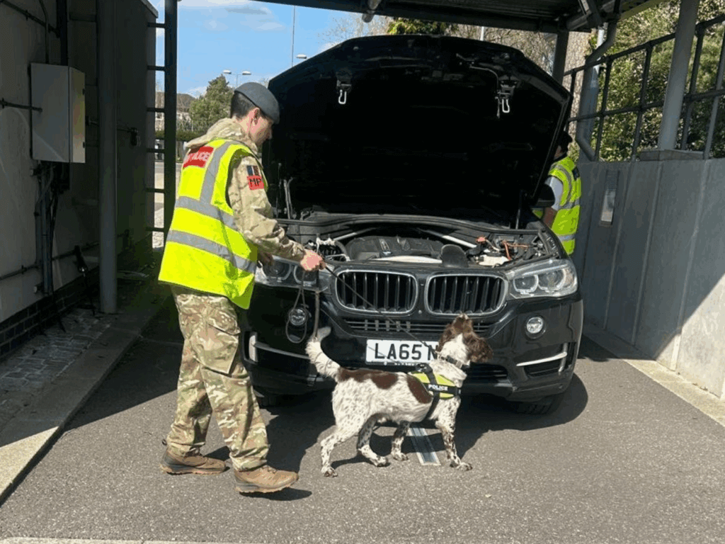 MWD Paul working searching a car