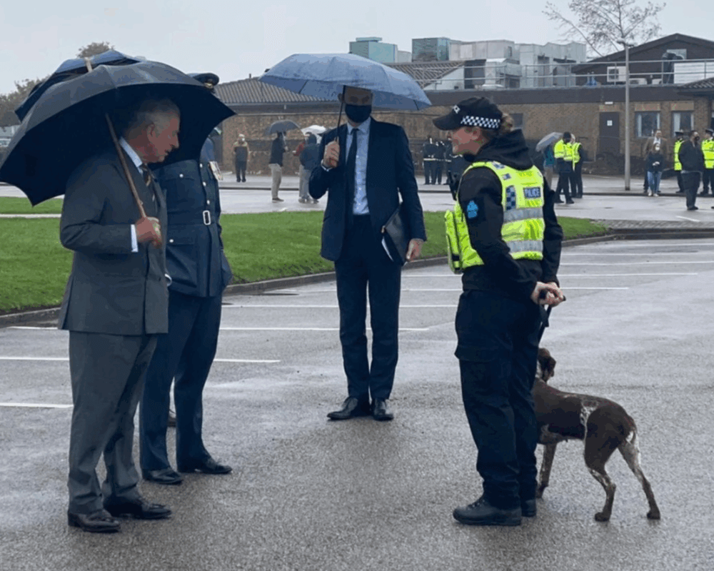 Police dog Polly meets the then Prince Charles