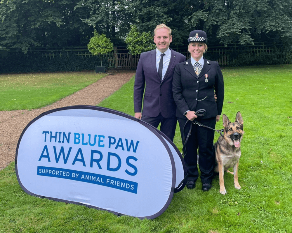 Police dog Eva at the Thin Blue Paw Awards with her family