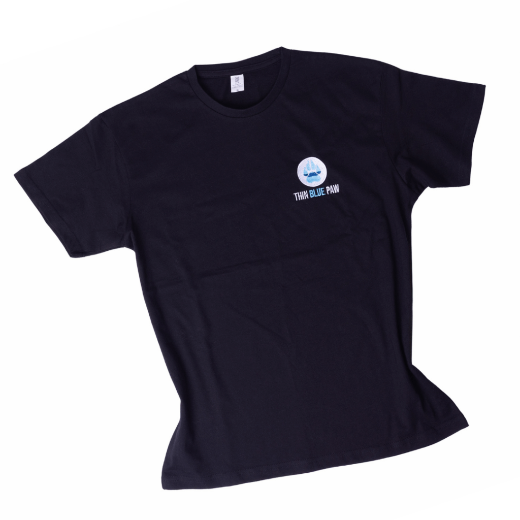 Thin Blue Paw Unisex Embroidered Black T-Shirt