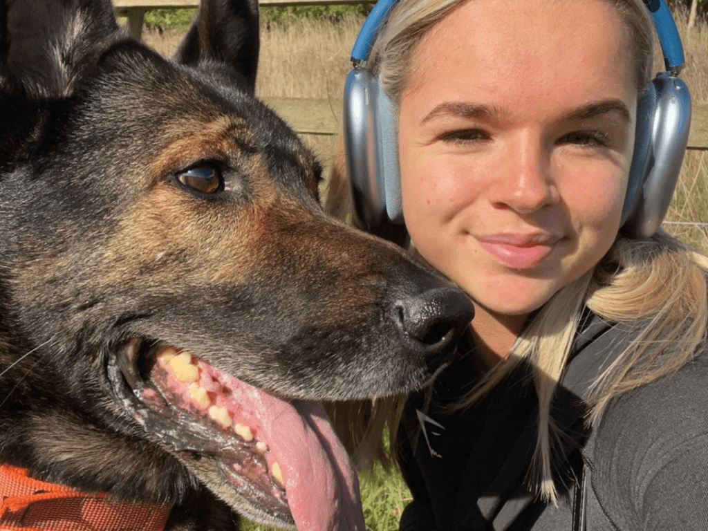 Retired police dog Bane with his owner, CarleighJay