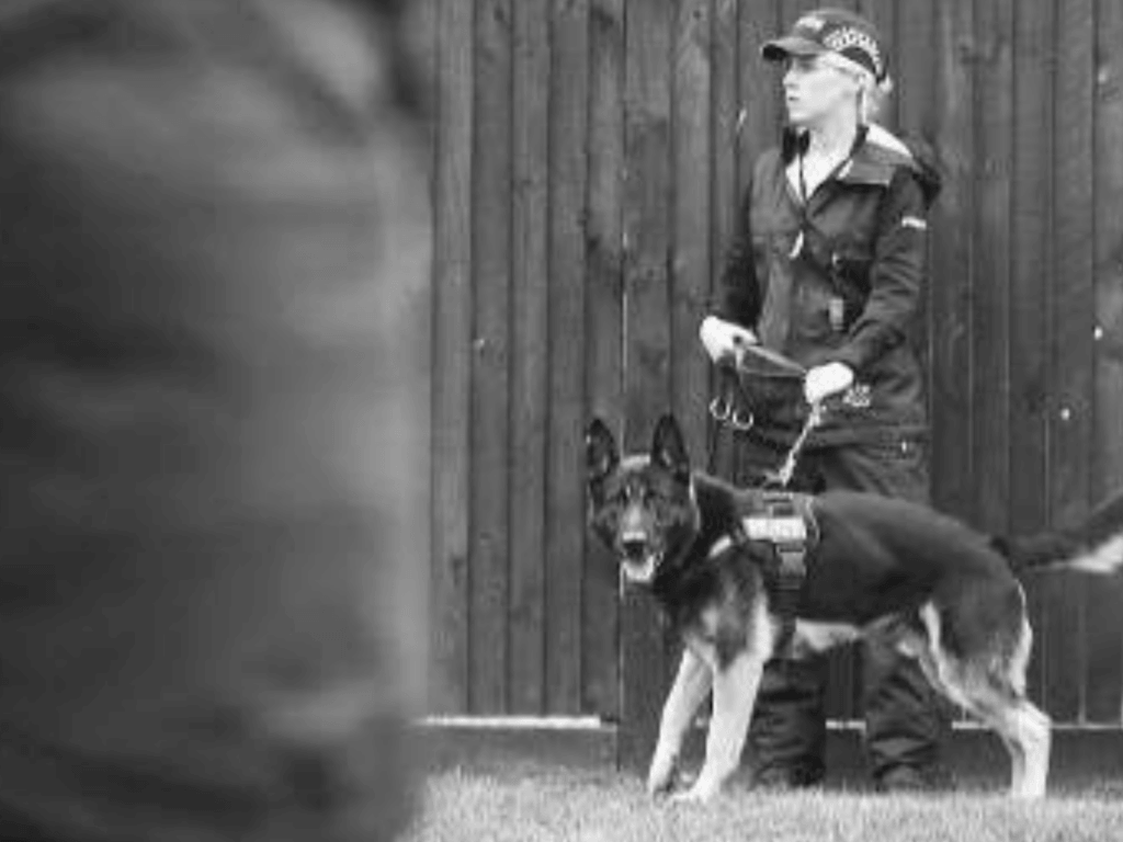 Police dog Xavi on duty with his handler, Annie