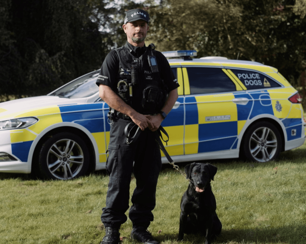 Police dog Pearl with her handler