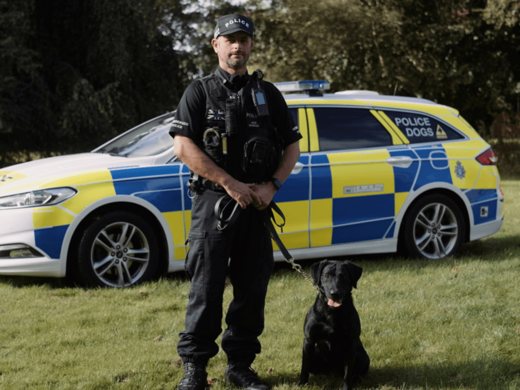 Police dog Pearl with her handler