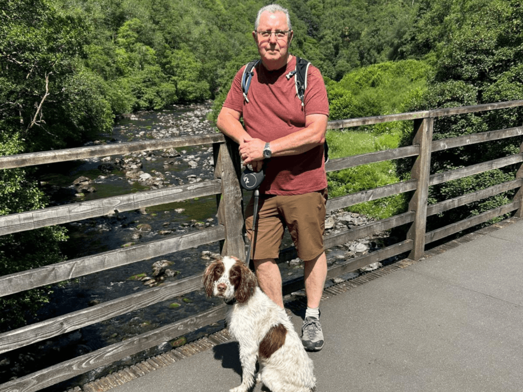 Retired police dog Bailey enjoys fell walking with his new owner